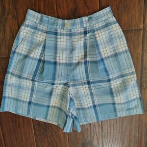 Lauren Ralph Lauren Blue and White Plaid High-Waist Women’s Shorts